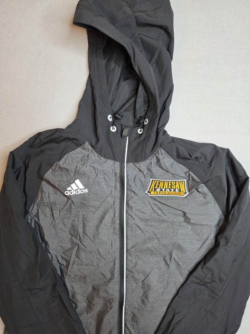 adidas Men's Black & Gray Kennesaw Hooded Windbreaker